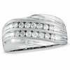 Thumbnail Image 1 of Previously Owned - 1/2 CT. T.W. Diamond Double Row Slant Anniversary Band in 10K White Gold