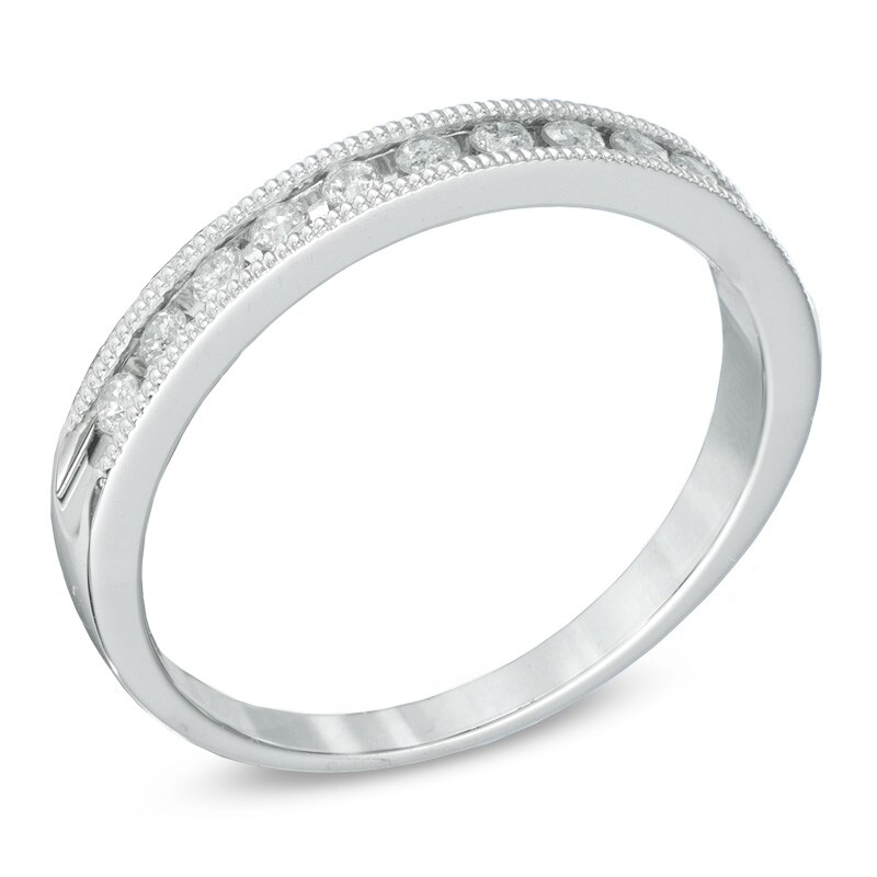 Previously Owned - 1/4 CT. T.W. Diamond and Milgrain Anniversary Band in 10K White Gold