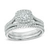 Thumbnail Image 1 of Previously Owned - 7/8 CT. T.W. Diamond Double Square Frame Bridal Set in 14K White Gold