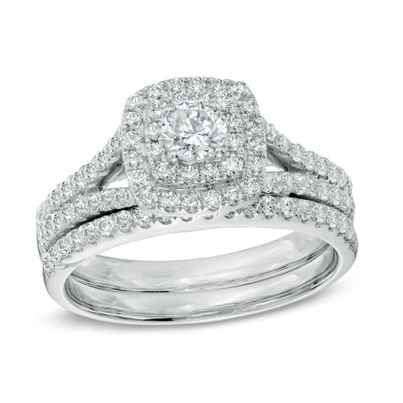 Previously Owned Diamond Bridal Set 7/8 ct tw 14K White Gold