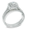 Thumbnail Image 2 of Previously Owned - 7/8 CT. T.W. Diamond Double Square Frame Bridal Set in 14K White Gold