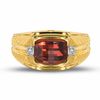 Thumbnail Image 0 of Previously Owned - Men's Barrel-Cut Garnet Ring in 10K Gold with Diamond Accents