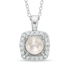 Thumbnail Image 1 of Previously Owned-6.5-7.0mm Freshwater Cultured Pearl and Lab-Created White Sapphire Pendant in Sterling Silver