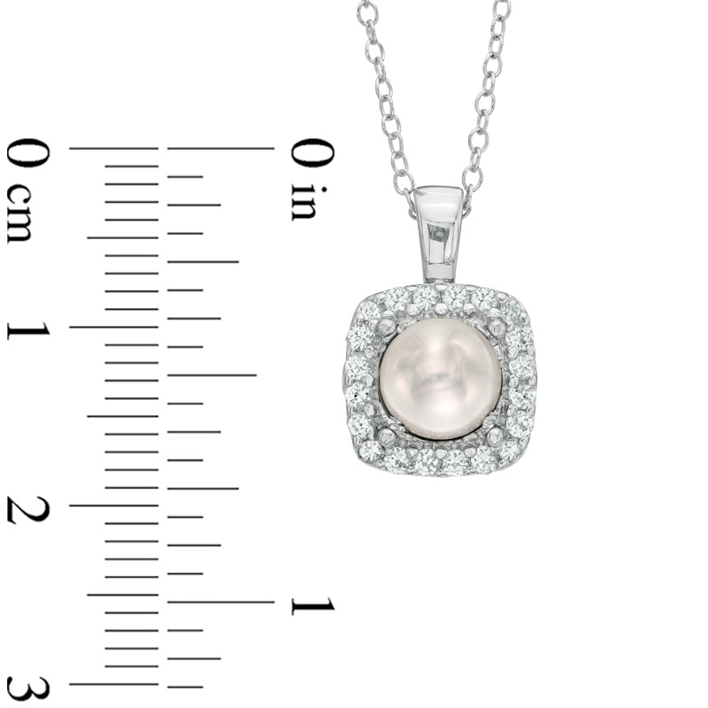 Main Image 2 of Previously Owned-6.5-7.0mm Freshwater Cultured Pearl and Lab-Created White Sapphire Pendant in Sterling Silver