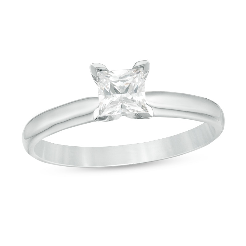 Previously Owned - 1/2 CT. Princess-Cut Diamond Solitaire Engagement Ring in 14K White Gold