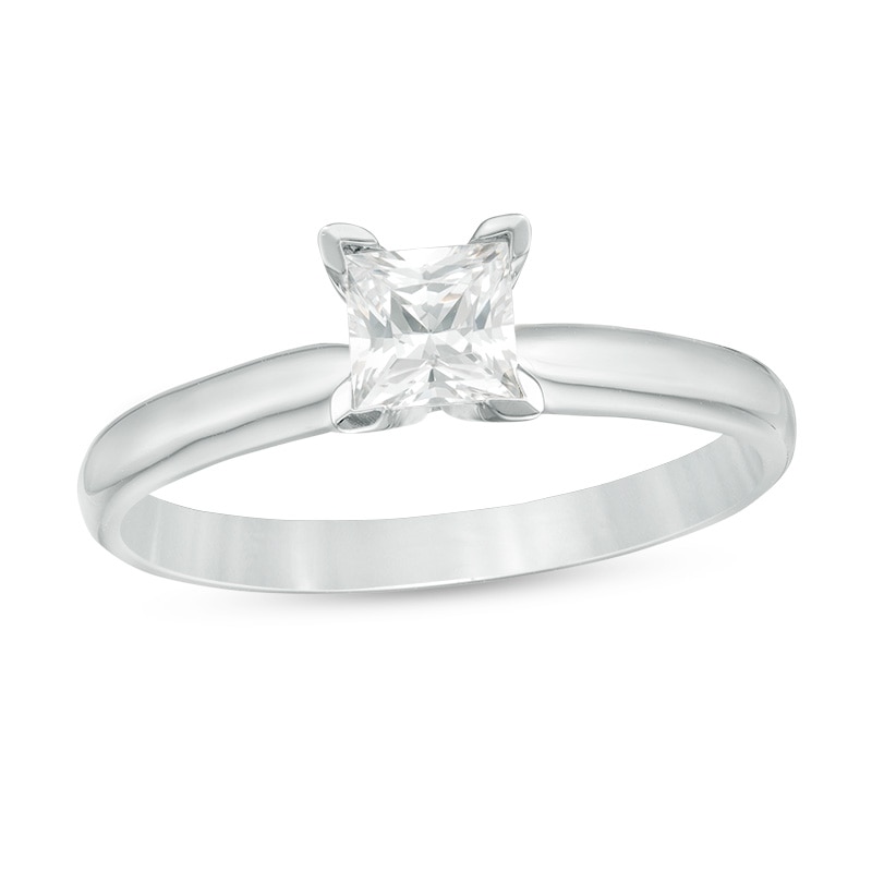 Main Image 1 of Previously Owned - 1/2 CT. Princess-Cut Diamond Solitaire Engagement Ring in 14K White Gold