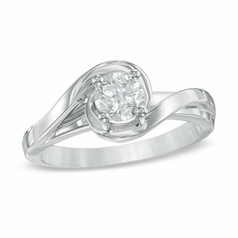 Previously Owned - 3/4 CT. Diamond Solitaire Bypass Ring in 14K White Gold
