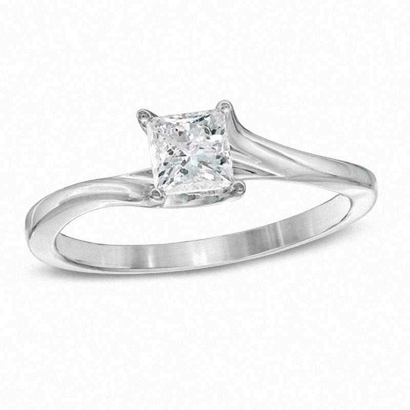 Previously Owned - 1/2 CT. Princess-Cut Diamond Solitaire Engagement Ring in 14K White Gold