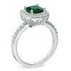 Thumbnail Image 2 of Previously Owned - 7.0mm Cushion-Cut Green Quartz and Lab-Created White Sapphire Ring in Sterling Silver