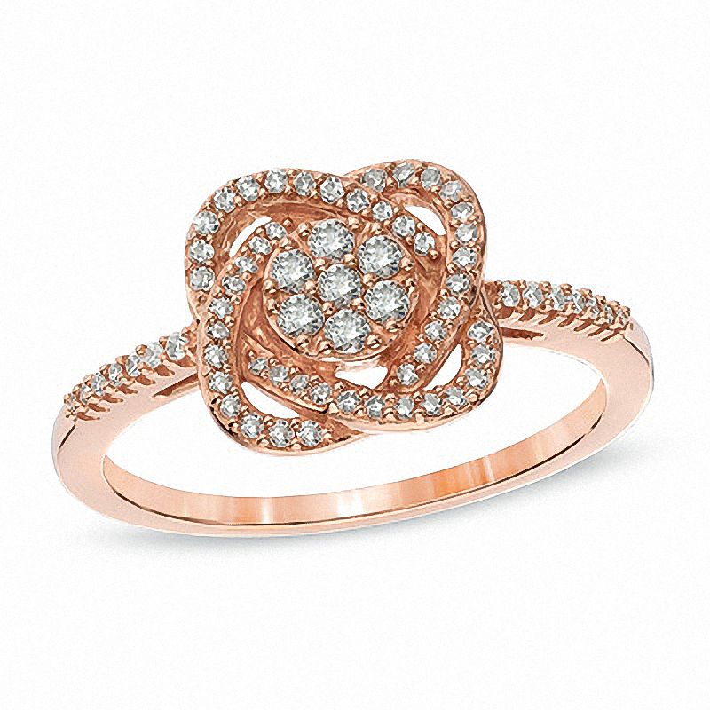 Previously Owned - 1/4 CT. T.W. Multi-Diamond Knot Ring in 10K Rose Gold