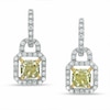 Thumbnail Image 1 of Previously Owned - 2 CT. T.W. Cushion-Cut Fancy Yellow and White Diamond Drop Earrings in 14K White Gold (SI2)