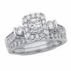 Thumbnail Image 0 of Previously Owned - 1-1/5 CT. T.W. Radiant-Cut Diamond Frame Vintage-Style Bridal Set in 14K White Gold