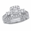Thumbnail Image 1 of Previously Owned - 1-1/5 CT. T.W. Radiant-Cut Diamond Frame Vintage-Style Bridal Set in 14K White Gold