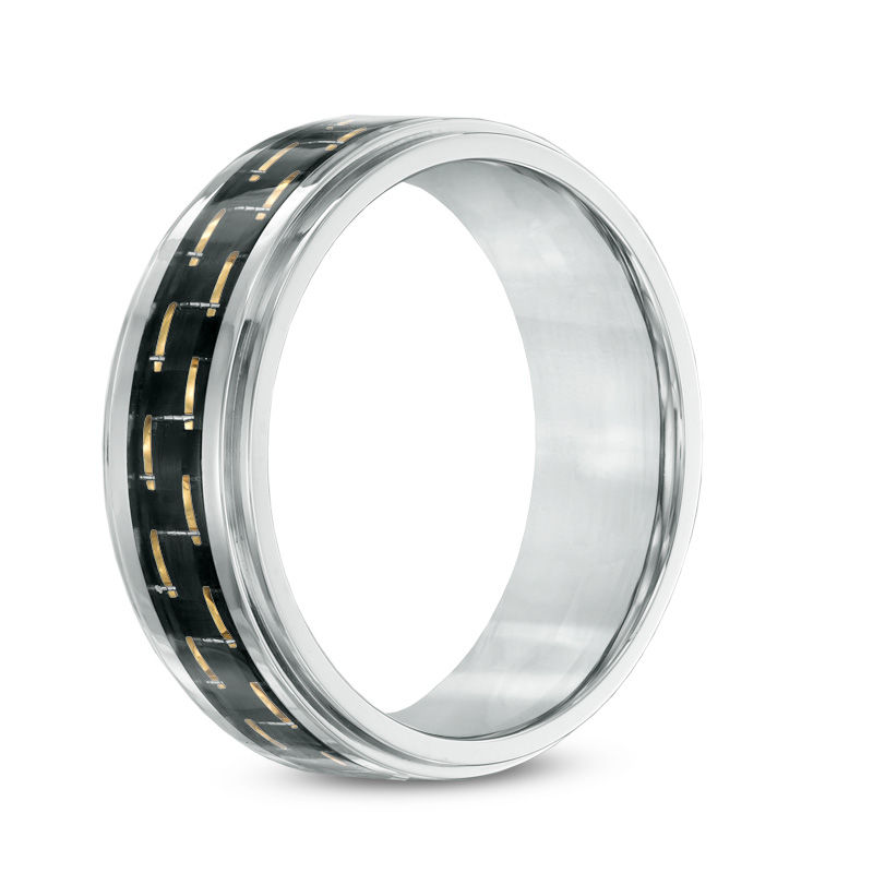 Main Image 2 of Previously Owned - 9.0mm Black Carbon Fiber Comfort Fit Stainless Steel Wedding Band