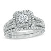 Thumbnail Image 1 of Previously Owned - Celebration Grand® 1 CT. T.W. Diamond Double Frame Bridal Set in 14K White Gold (H-I/I1)