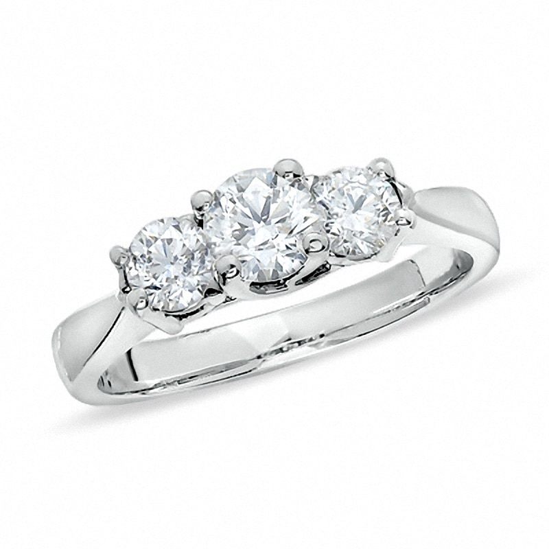 Main Image 1 of Previously Owned - 1 CTW. Diamond Three Stone Ring in 14K White Gold
