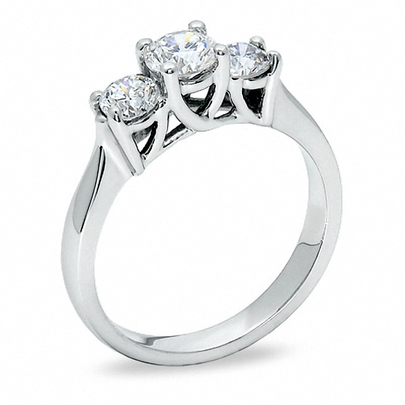 Previously Owned - 1 CTW. Diamond Three Stone Ring in 14K White Gold