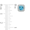 Thumbnail Image 1 of Previously Owned - 5.0mm Cushion-Cut Swiss Blue Topaz and Lab-Created White Sapphire Stud Earrings in Sterling Silver