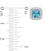 Thumbnail Image 2 of Previously Owned - 5.0mm Cushion-Cut Swiss Blue Topaz and Lab-Created White Sapphire Stud Earrings in Sterling Silver