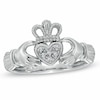 Thumbnail Image 1 of Previously Owned - Diamond Accent Claddagh Ring in 10K White Gold