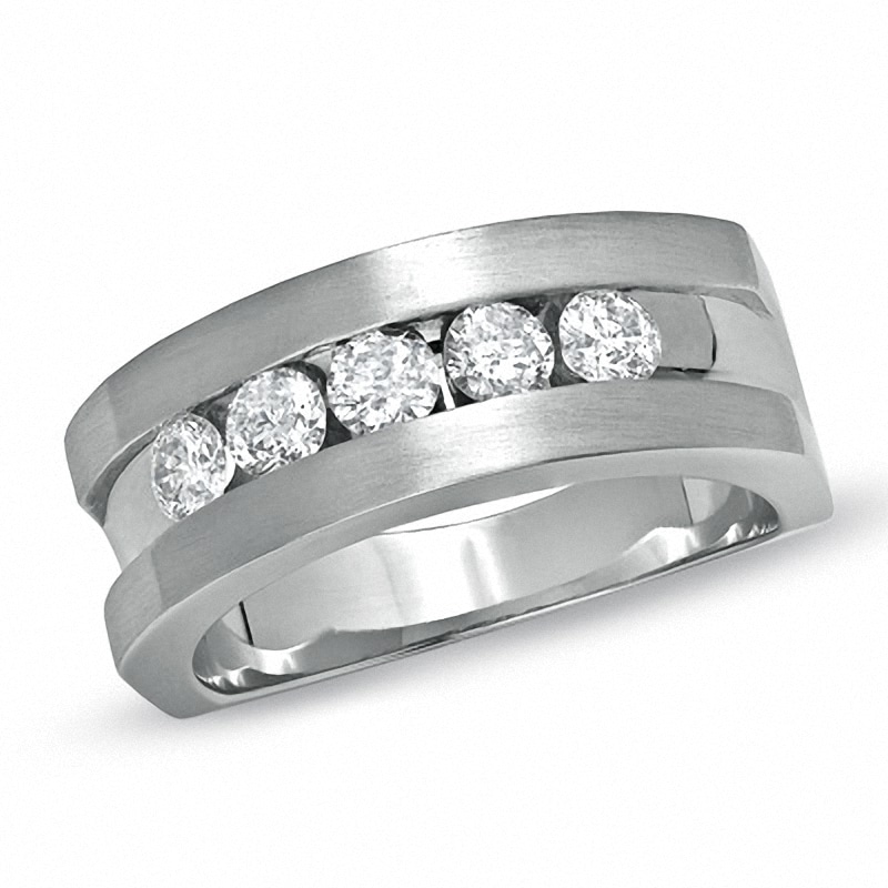 Main Image 1 of Previously Owned - 1 CT. T.W. Diamond Five Stone Band in 14K White Gold