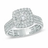 Thumbnail Image 1 of Previously Owned - 1 CT. T.W. Diamond Double Frame Triple Row Engagement Ring in 14K White Gold