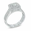 Thumbnail Image 1 of Previously Owned - 1 CT. T.W. Diamond Double Frame Triple Row Engagement Ring in 14K White Gold