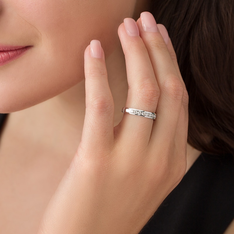Previously Owned - 1/2 CT. T.W. Diamond Channel Band in 14K White Gold