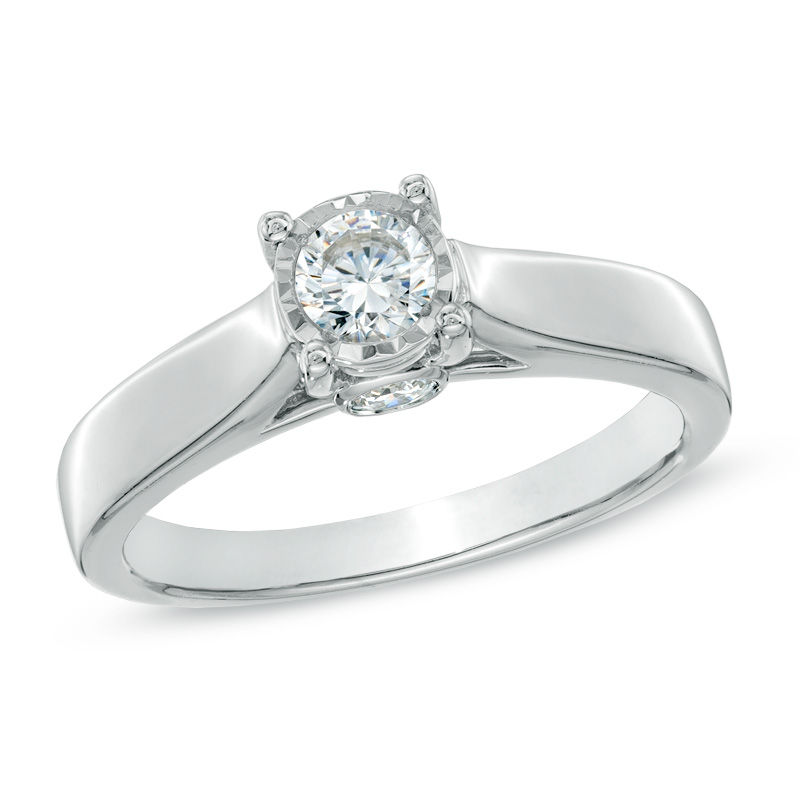 Main Image 1 of Previously Owned - 1/2 CT. T.W. Diamond Engagement Ring in 10K White Gold