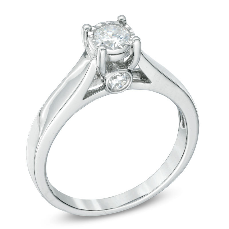 Main Image 2 of Previously Owned - 1/2 CT. T.W. Diamond Engagement Ring in 10K White Gold