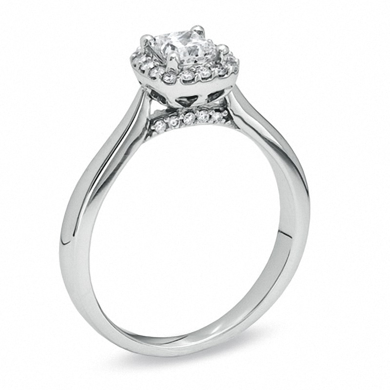 Main Image 2 of Previously Owned - 5/8 CT. T.W. Princess-Cut Diamond Engagement Ring in 14K White Gold