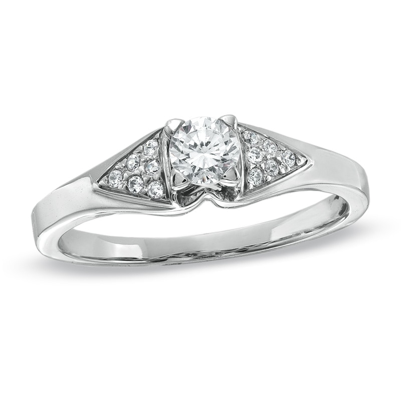 Main Image 1 of Previously Owned - 1/3 CT. T.W. Diamond Split Contour Engagement Ring in 14K White Gold