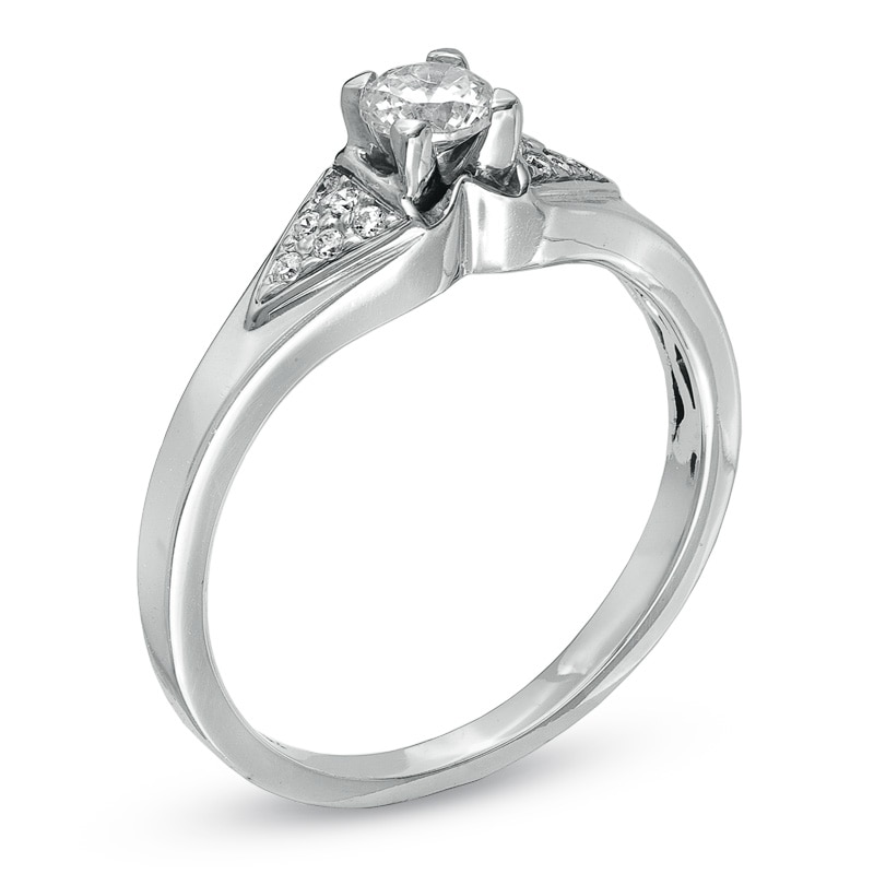 Main Image 2 of Previously Owned - 1/3 CT. T.W. Diamond Split Contour Engagement Ring in 14K White Gold