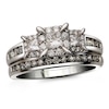 Thumbnail Image 1 of Previously Owned - 1 CT. T.W. Princess-Cut Diamond Past Present Future® Bridal Set in 14K White Gold
