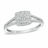 Thumbnail Image 1 of Previously Owned - 1/2 CT. T.W. Diamond Square Frame Cluster Engagement Ring in 10K White Gold