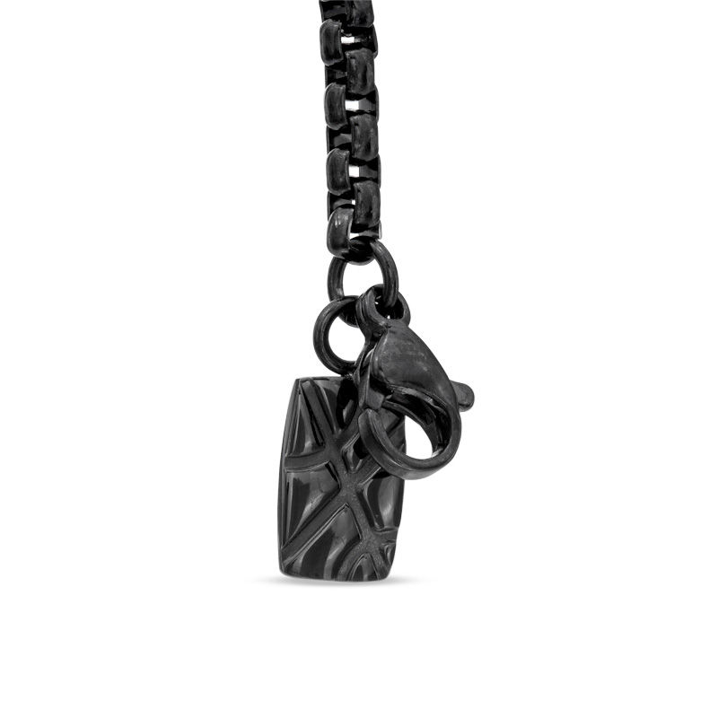 Previously Owned - Men's Enhanced Blue Diamond Accent Cross Pendant in Black Stainless Steel - 24"