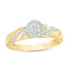 Thumbnail Image 1 of Previously Owned - 1/3 CT. T.W. Composite Diamond Frame Slant Wedding Ensemble in 10K Gold