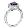 Thumbnail Image 2 of Previously Owned - 7.0mm Cushion-Cut Amethyst and Lab-Created White Sapphire Ring in Sterling Silver