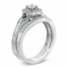 Thumbnail Image 2 of Previously Owned - 1/2 CT. T.W. Blue and White Diamond Vintage-Style Frame Bridal Set in 10K White Gold