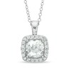 Thumbnail Image 1 of Previously Owned - 7.0mm Cushion-Cut Lab-Created White Sapphire Frame Pendant in Sterling Silver