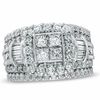 Thumbnail Image 1 of Previously Owned 3 CT. T.W. Quad Princess-Cut Diamond Frame Soldered Bridal Set in 14K White Gold