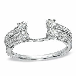 Previously Owned - 1/2 CT. T.W. Diamond Side Accent Double Row Solitaire Enhancer in 14K White Gold