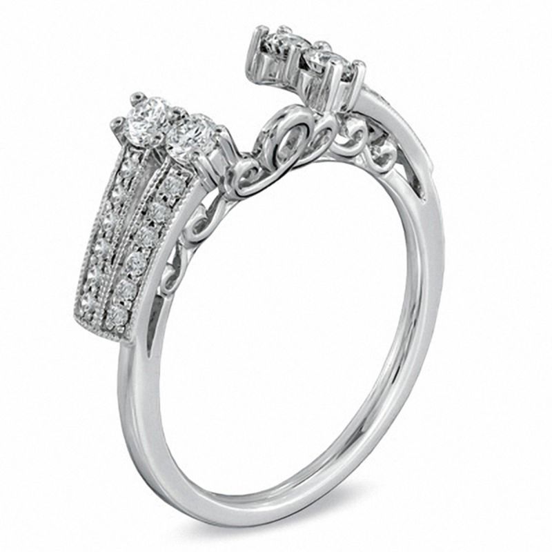 Main Image 2 of Previously Owned - 1/2 CT. T.W. Diamond Side Accent Double Row Solitaire Enhancer in 14K White Gold
