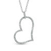 Thumbnail Image 1 of Previously Owned - 1/10 CT. T.W. Diamond Tilted Heart Outline Pendant in 10K White Gold