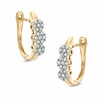 Previously Owned - 1/4 CT. T.W. Diamond Three Stone Cluster Hoop Earrings in 10K Gold