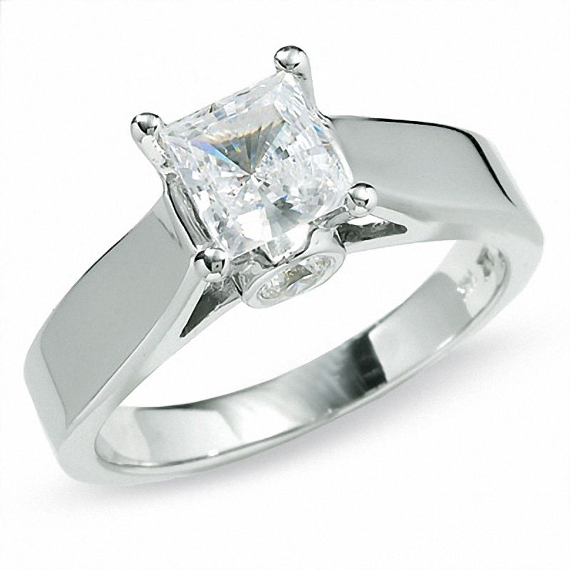 Previously Owned - 1-1/4 CT. T.W. Princess-Cut Diamond Solitaire Engagement Ring in 14K White Gold
