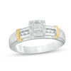 Thumbnail Image 2 of Previously Owned - 1/10 CT. T.W. Quad Diamond Collar Wedding Ensemble in Sterling Silver and 14K Gold - Size 7 and 10.5