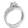 Thumbnail Image 2 of Previously Owned - 1/4 CT. T.W. Quad Princess-Cut Diamond Bypass Bridal Set in 10K White Gold