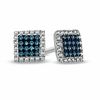 Previously Owned - 1/8 CT. T.W. Enhanced Blue and White Diamond Square Frame Stud Earrings in 10K White Gold