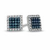 Thumbnail Image 0 of Previously Owned - 1/8 CT. T.W. Enhanced Blue and White Diamond Square Frame Stud Earrings in 10K White Gold